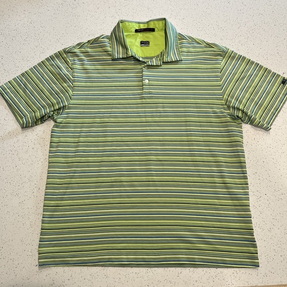Nike Other - Nike Shirt Mens L Green Polo Short Sleeve Tiger Woods Collection Striped Dri-Fit